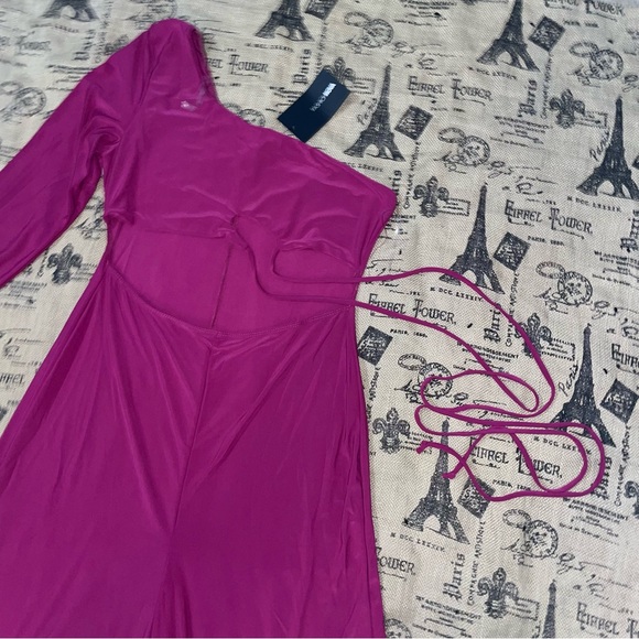 Fashion Nova NWT! Tied Up On You Magenta  Jumpsuit Size XL - Picture 6 of 13